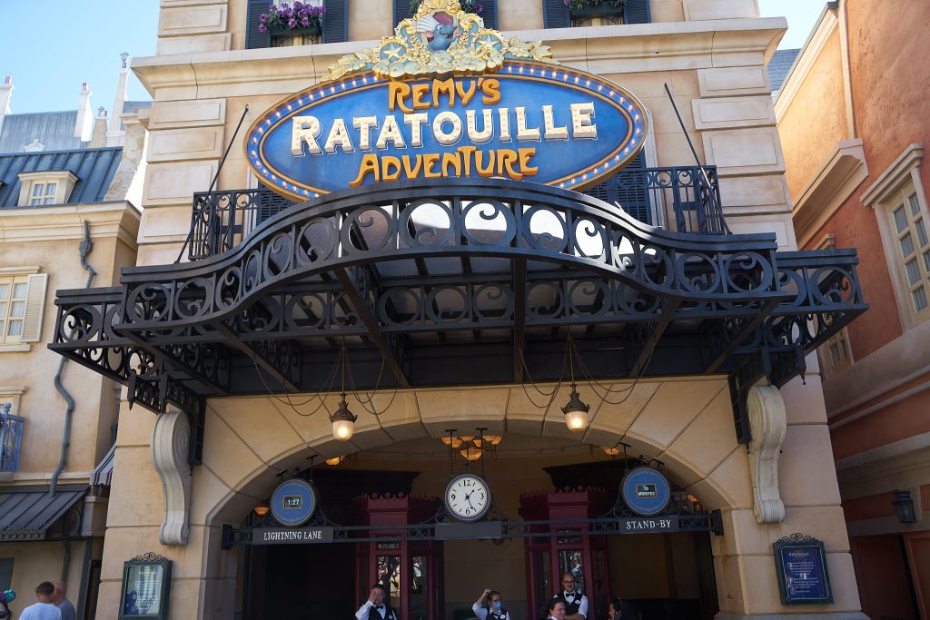 Remy's Ratatouille Adventure entrance to lightning lane or stand by