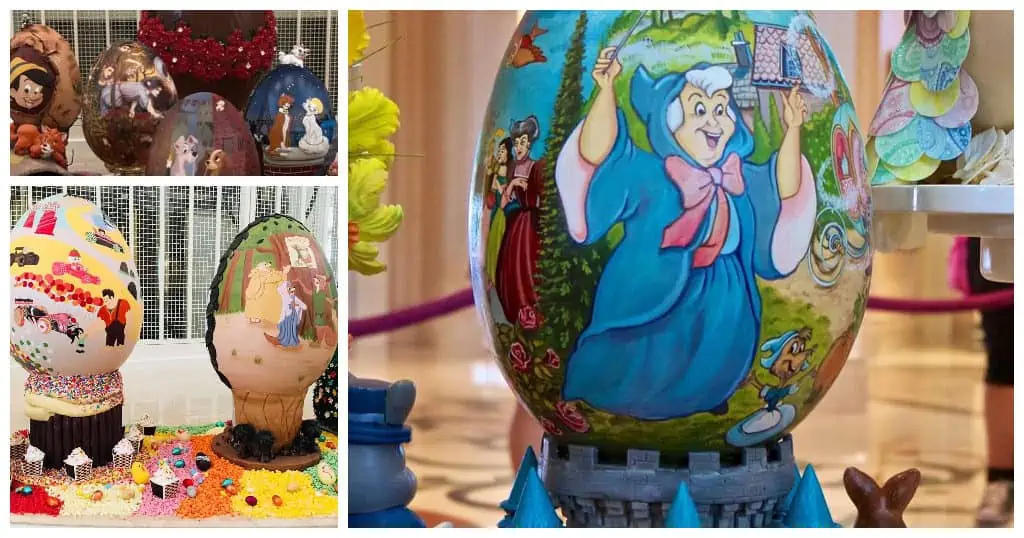 Painted Easter eggs on display at the Grand Floridian Resort.