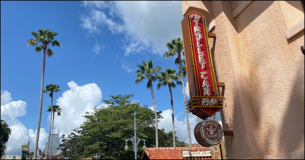 Grab a morning starbucks coffee inside the popular location in Hollywood Studios