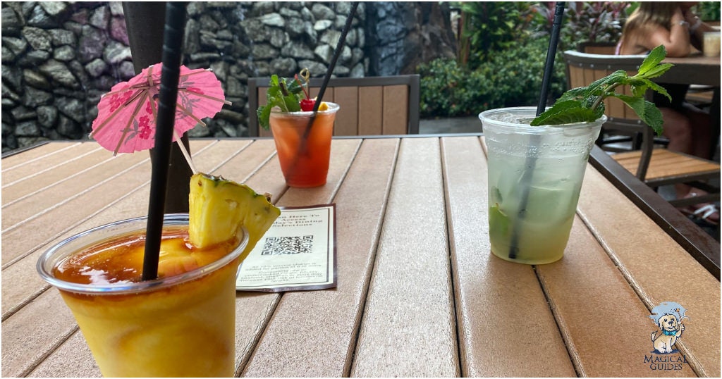 Drinks like these from the Polynesian resort are not included in the offerings with Disney's refillable mugs.