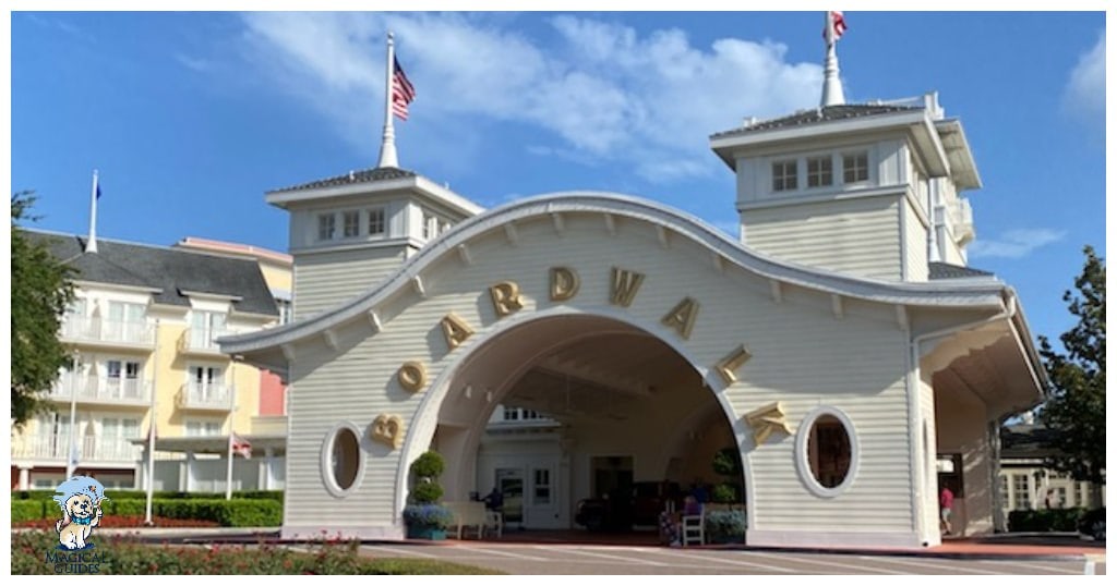 The entrance to the Boardwalk at Disney World.