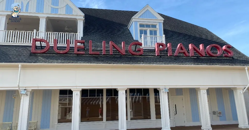 The Dueling Piano bar across from the Atlantic Dance Hall, open late on the Disney Boardwalk