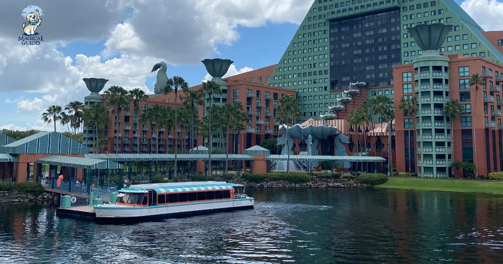 The Friendship boats taking guests from the Dolphin hotel to EPCOT and Hollywood Studios. The Swan, Dolphin and Swan Reserve resorts are the only Marriotts on property.