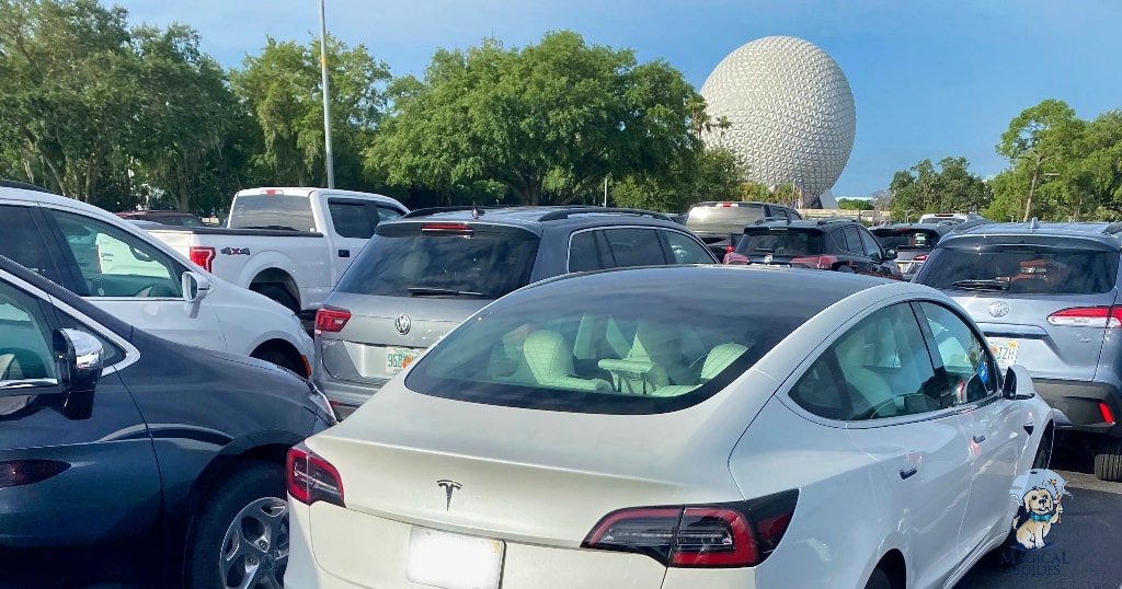 Parking lot in front of EPCOT, it can be a walk to the entrance of EPCOT, so note your parking area.