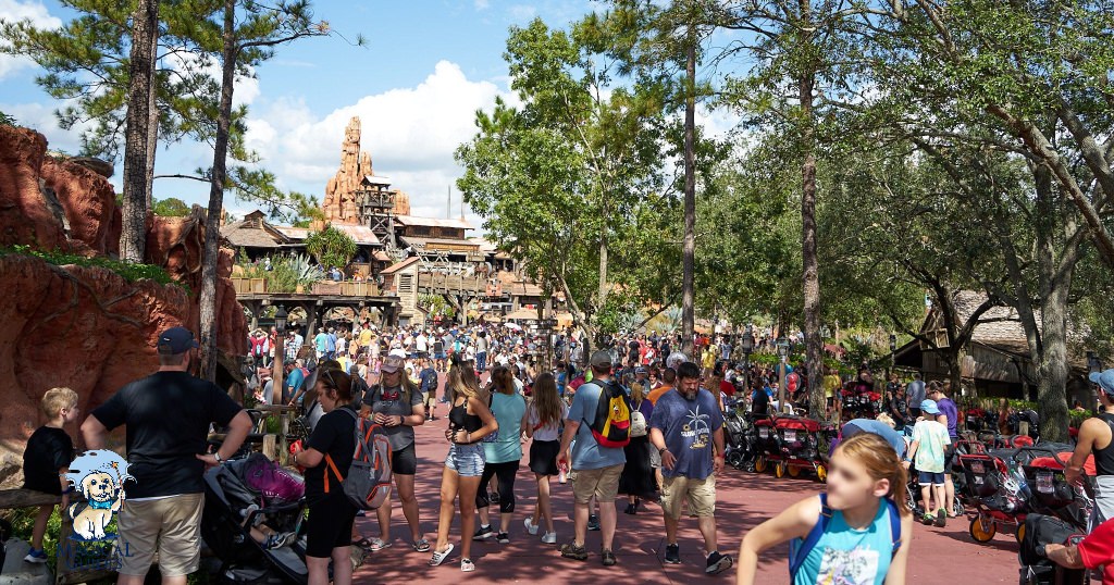 Busy morning in Frontierland inside Magic Kingdom.