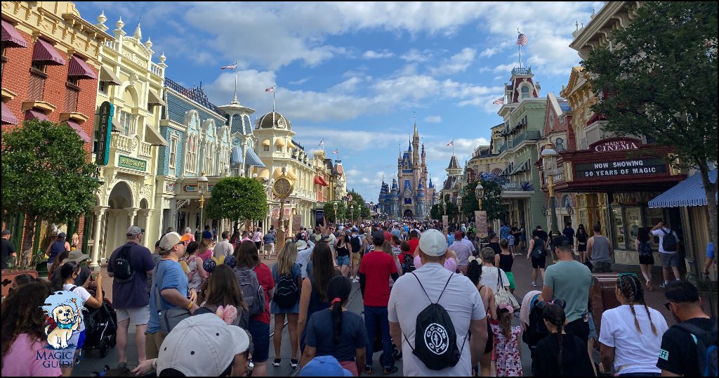 A crowded Magic Kingdom early in the morning on Easter morning.