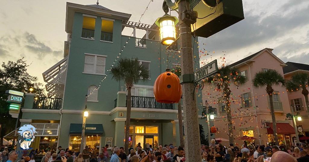 Leaves falling at the town of Celebration's Oktoberfest 2021.