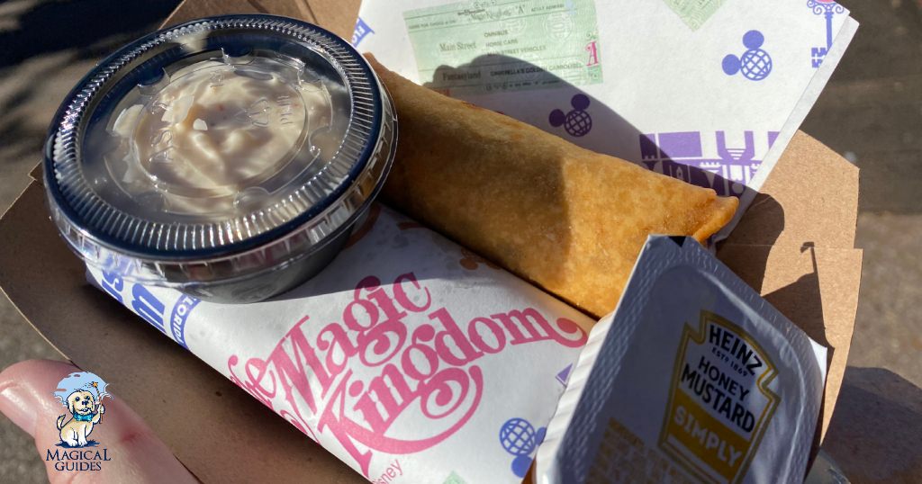 The cheeseburger egg roll is a classic Magic Kingdom snack you can share and enjoy.