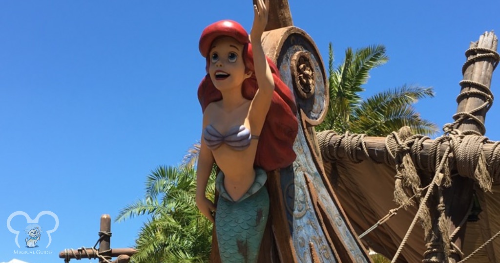Look for Ariel being displayed outside to identify where her ride is in Disney World.