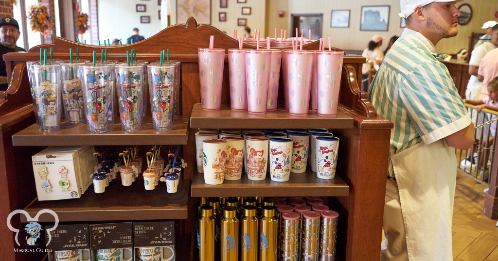 Each Starbucks location offers merchandise like travel mugs, or tumblers for purchase.