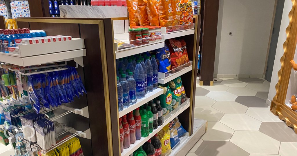 If you just want some soda or chips, consider visiting the c-stores inside each resort.