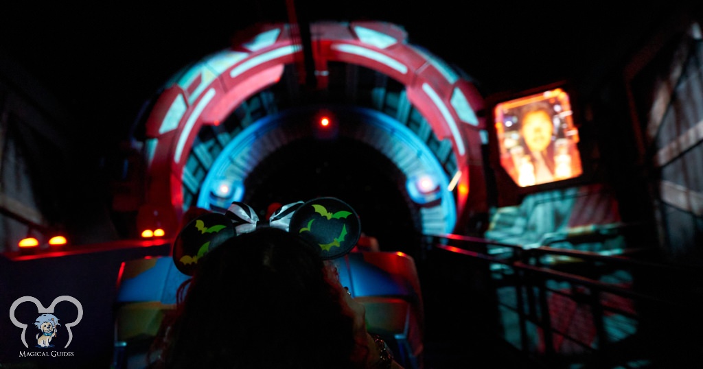On the Cosmic Rewind ride in EPCOT, preparing to be launched in reverse!