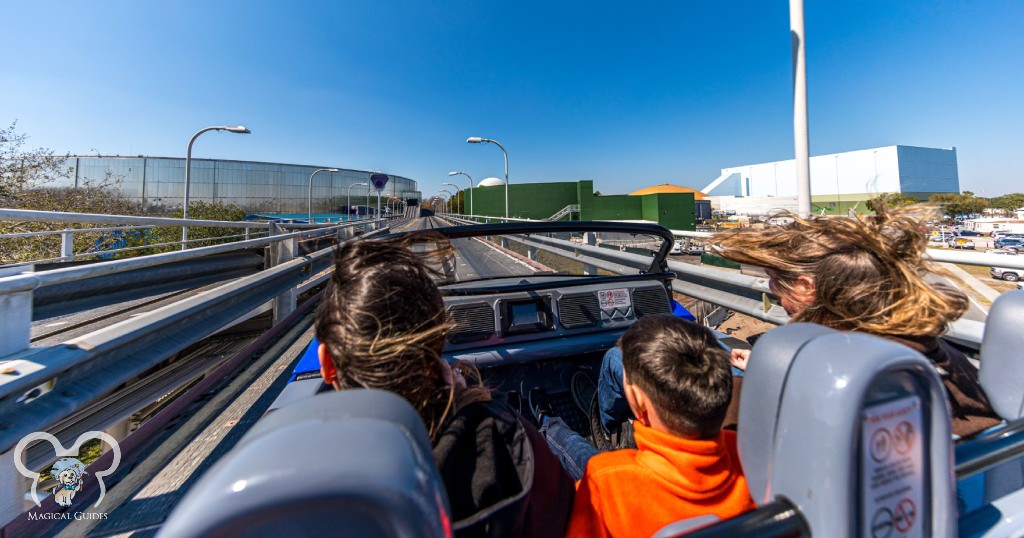 Test Track is a high speed ride that will test your vehicle's performance against best results. 