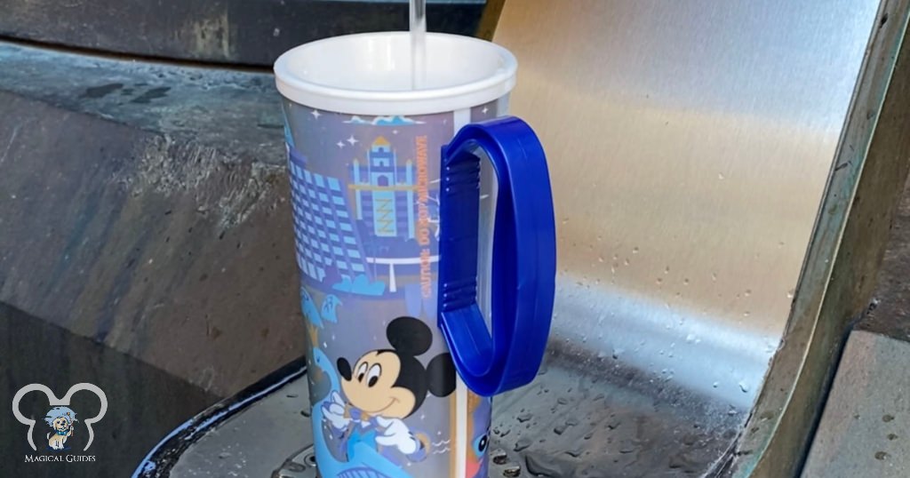 filling my disney mug up at a hydration station