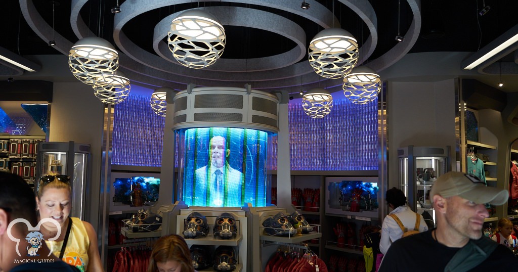 The wonders of xandar pavilion gift shop with a hologram.