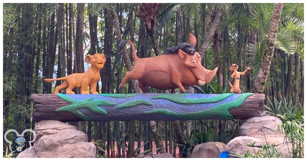 Lion King Statue in Animal Kingdom featuring Simba, Timon, and Pumbaa