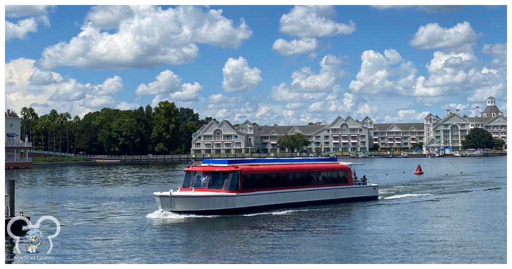 Friendship Boat that goes between the Yacht/Beach Club, Boardwalk, EPCOT, and Hollywood Studios.