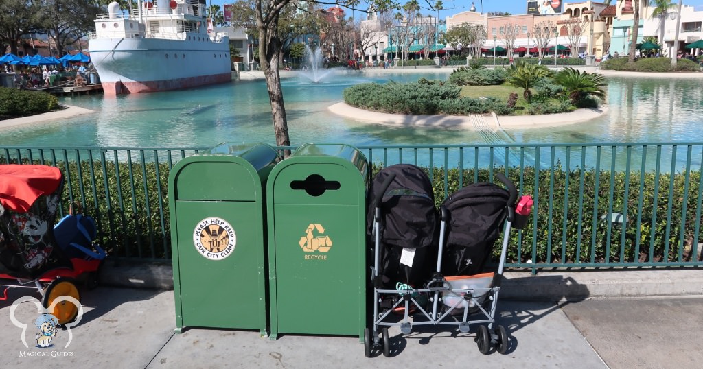 If you notice the bushes, railing and trashcans are seen as part of the decor of the park instead of eye sores.