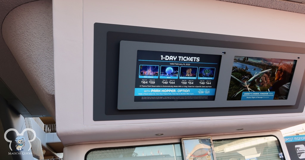 Tickets prices listed in EPCOT for each Disney Park