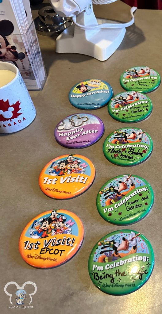 A few creative ideas for customizing Disney buttons from the Canada Pavilion in EPCOT World Showcase.