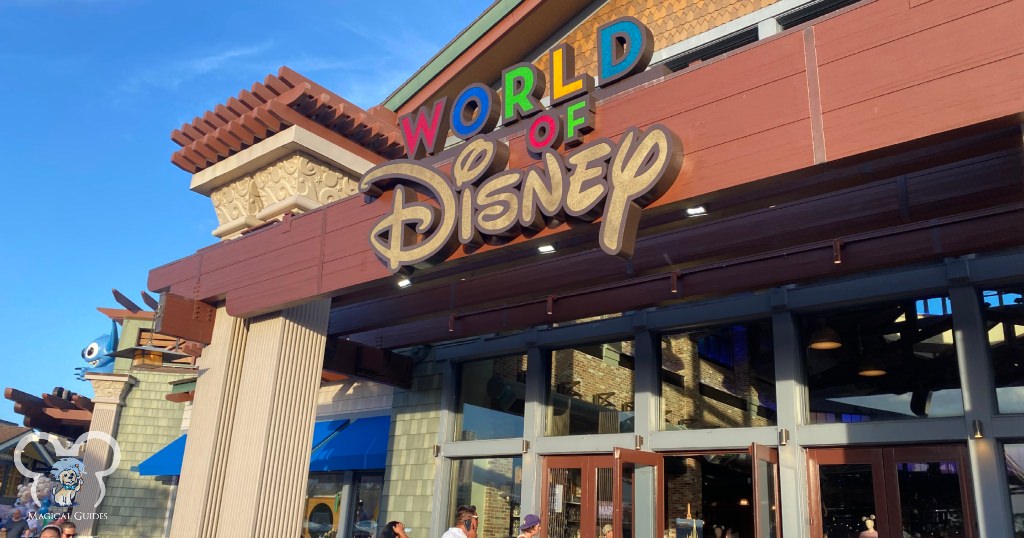 World of Disney located in Disney Springs sign has a lot of souvenirs, but we love visiting the Disney outlets not too far away from Disney Springs.