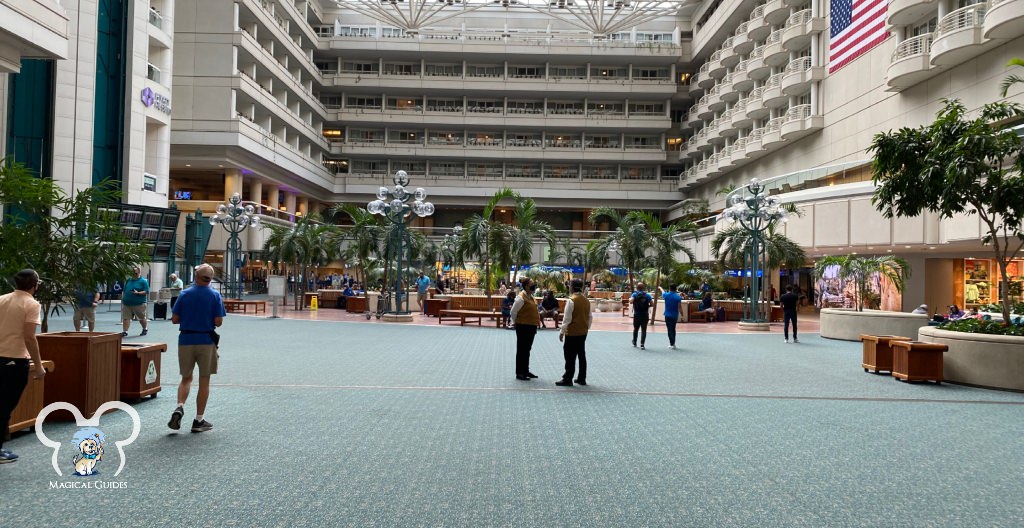 The lobby at MCO walking from Terminal A to Terminal B.