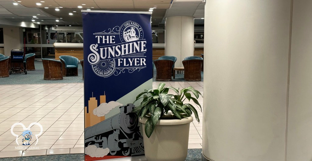 The waiting area across from the Sunshine Flyer checkin at MCO.