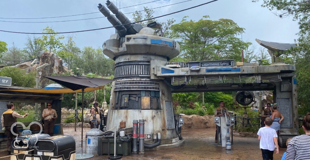 The Lightning Lane entrance to Rise of the Resistance after it rained in Hollywood Studios.