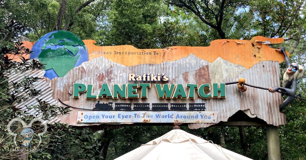 Rafiki's Planet Watch sign in Animal Kingdom. Open your eyes to the World Around You.