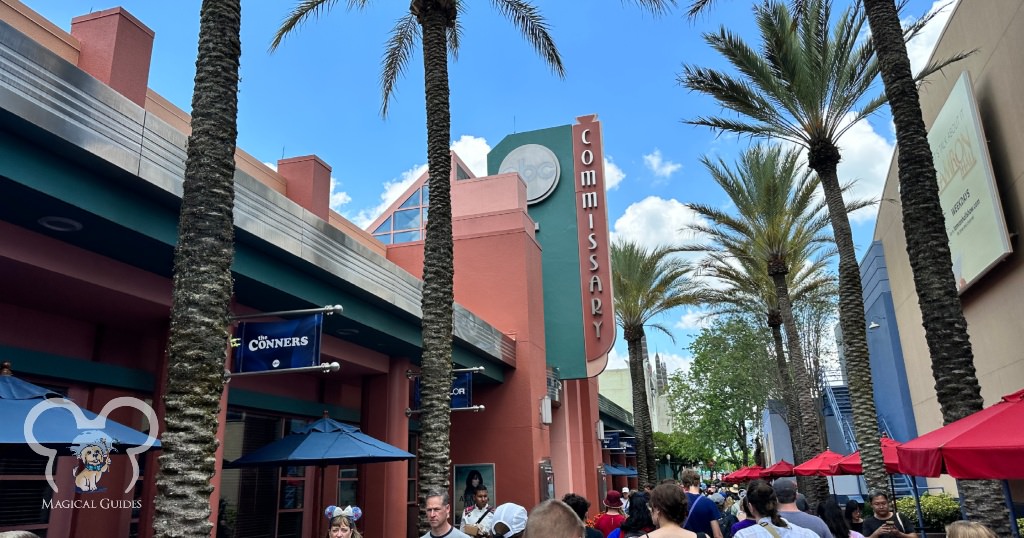 A family enjoying a quick service restaurant at Hollywood Studios