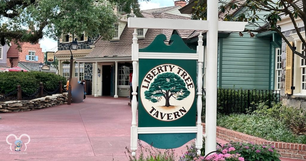 Liberty Tree Tavern sign in Magic Kingdom located in Liberty Square.
