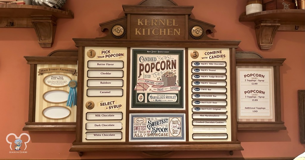 Make Your Own Popcorn at the Main Street Confectionary in Magic Kingdom. This is one of the best snacks you can find on property. It's in the corner of the confectionary tucked away and not many people know about this delicious snack!