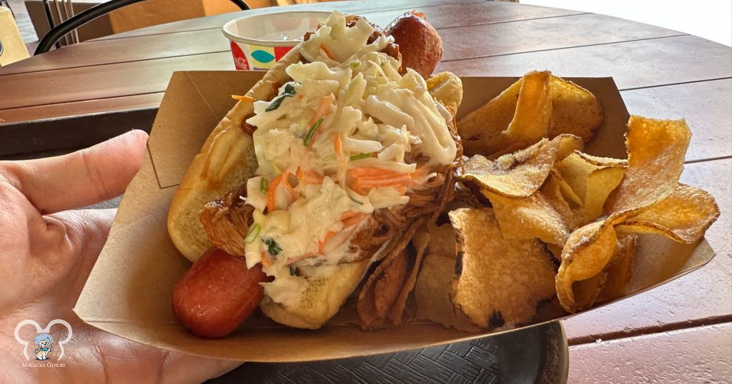 Hot dog and chips from Tortuga Tavern in Magic Kingdom. 