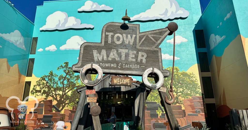 You will find this Tow Mater mural in the Cars section of Art of Animation.