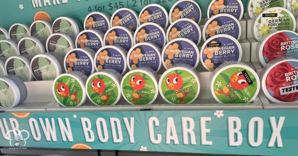 Orange Bird Body Butter on sale at a kiosk at Disney World.