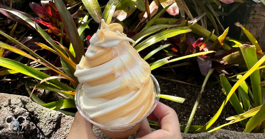 Ordering a Orange Cream Soft-serve Cup on the mobile app at Sunshine Tree Terrace saves you from waiting in line, but enjoy it soon, as it will melt in the Florida heat.