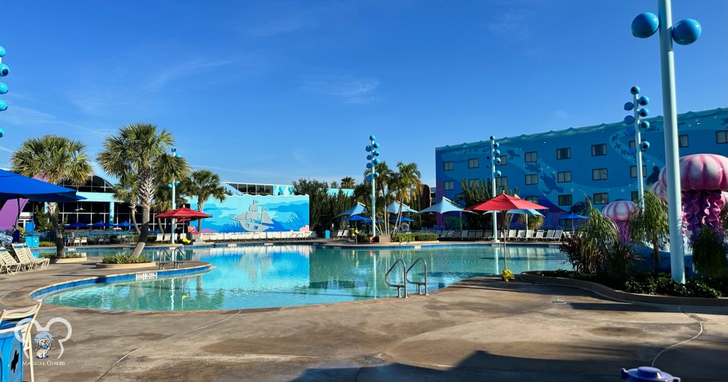 Art of Animation Big Blue Pool. This value resort has a fun pool to enjoy year round, but especially in June!