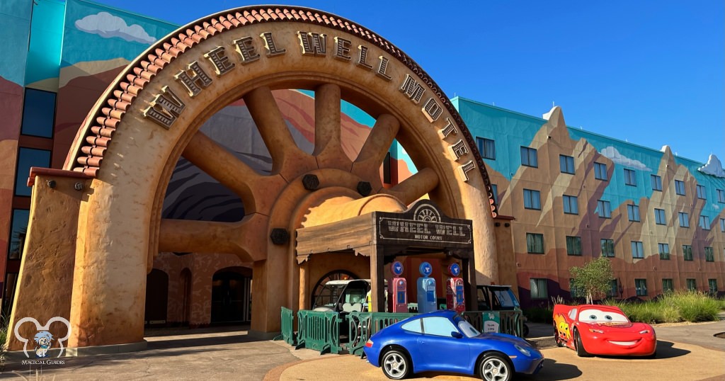 Art of Animation Cars Section Wheel Well Motel featuring Lightning McQueen.