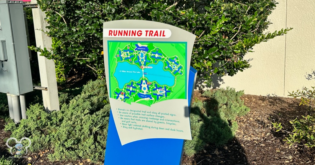Running Trail map and sign at Disney's Art of Animation. It also includes Disney's Pop Century Resort as well.