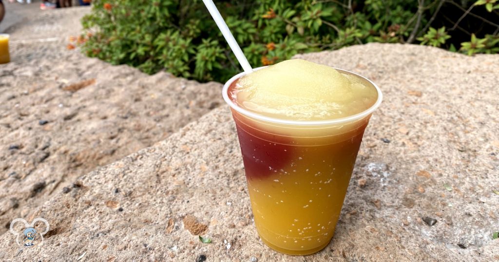Frozen Fiesta Margarita from Mexico in EPCOT. This is Mango(bottom), Strawberry (middle) and Lime (top).