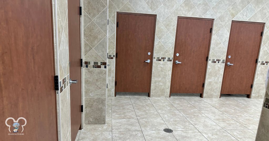 Stalls at the Buc-ee's famous bathrooms.