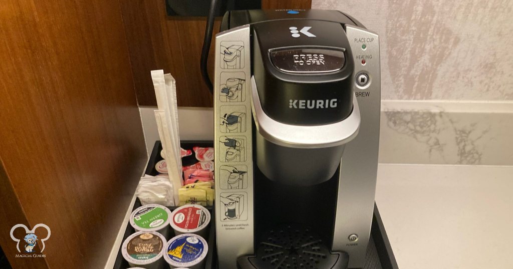 Each room offers an individual Keurig machine with some basic coffee and tea.