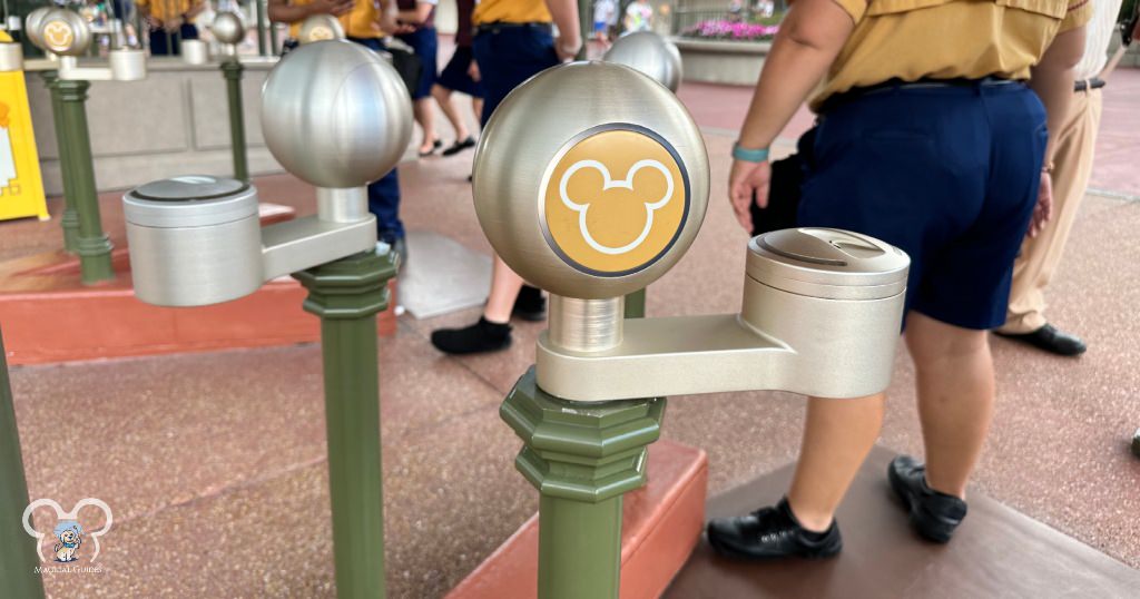 Touch points at Magic Kingdom theme park with cast members ready to greet guests