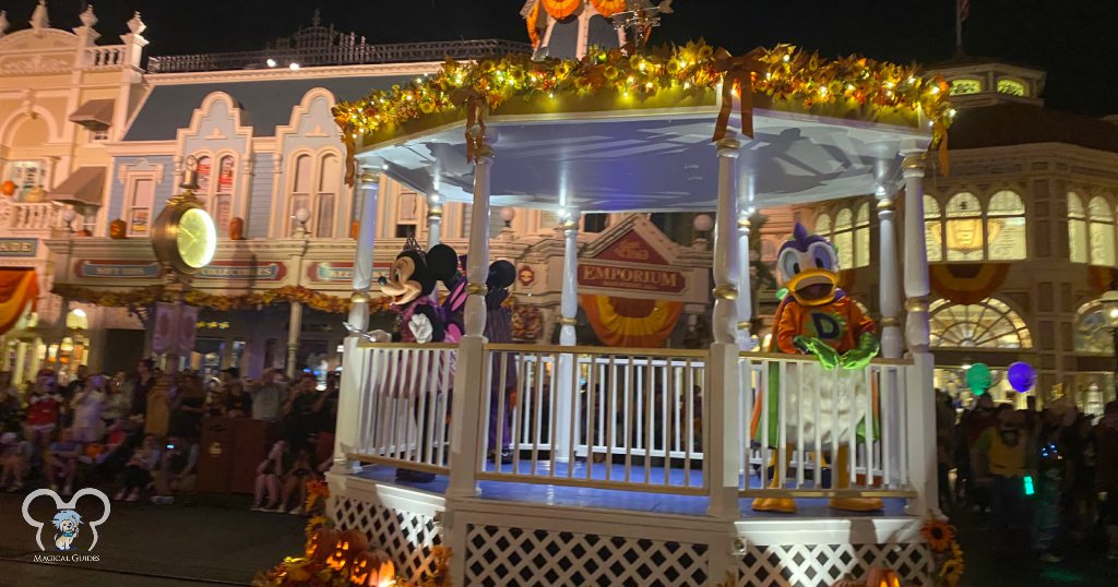 Minnie Mouse at Mickey's Not So Scary Halloween Party in the Boo To You Halloween Parade.