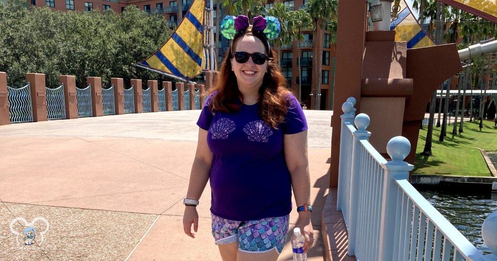 Ariel Disney-bounding for July. Shorts and a t-shirt were perfect in the July heat. Can't forget the Shady Rays sunglasses either!