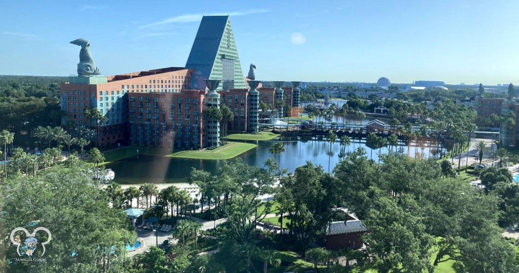 View from our Swan Reserve Resort Room. We could see the Swan and Dolphin from our room. It was a beautiful and warm July day.