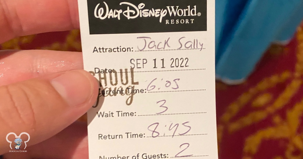 Return time to meet Jack and Sally was over 2 hours. We missed fireworks that night to meet them.