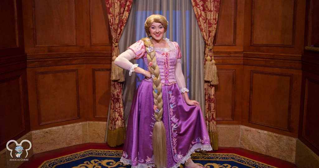 Where to meet Rapunzel at Magic Kingdom, Princess Fairytale Hall in Magic Kingdom. This is a princess character meet available for Genie+
