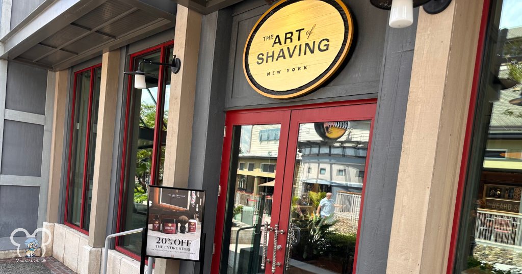 The Art of Shaving sign, they are open at 10 AM everyday in Disney Springs.