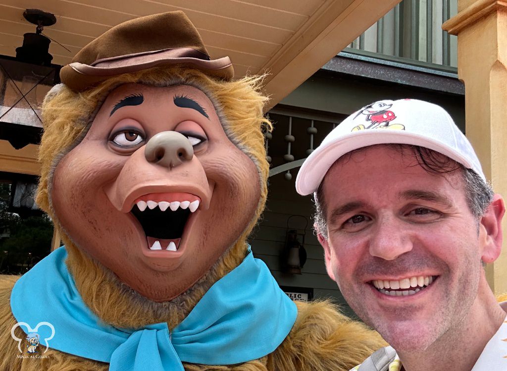 Wendell from The Country Bear Jamboree roaming around Frontierland snuck up on me to try to take my hat.